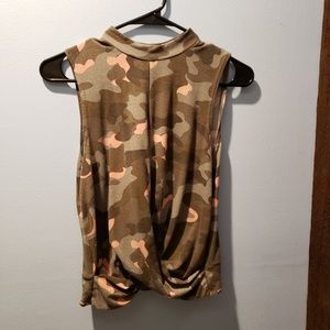 Pink & Green Camo Sleeveless Top